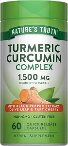 Turmeric Curcumin 1500 mg with Black Pepper Extract, Olive Leaf & Tart Cherry - 60 Capsules